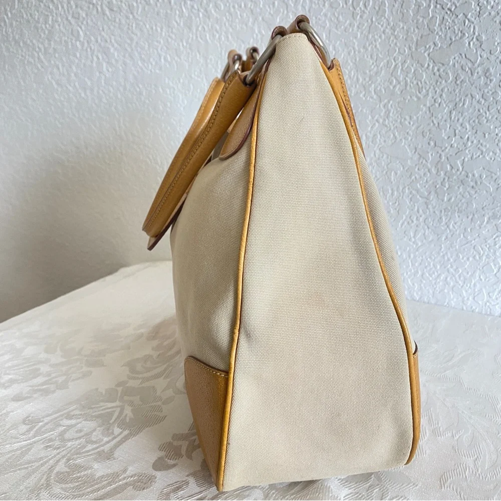 Prada khaki canvas leather hobo bag